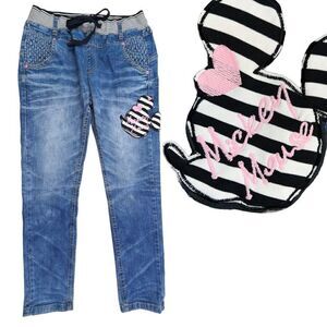 Tony Denim By Designer Club Skinny Jeans Juniors Medium Blue Drawstring Mickey